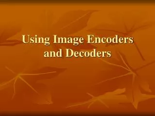 Using Image Encoders and Decoders