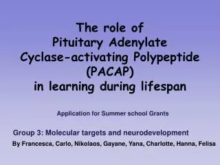 The role of Pituitary Adenylate Cyclase-activating Polypeptide (PACAP)