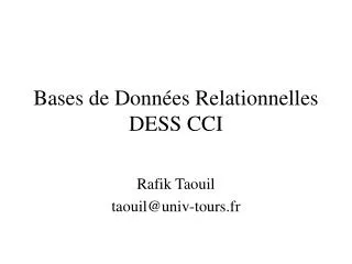 bases de donn es relationnelles dess cci