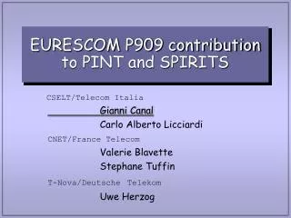 eurescom p909 contribution to pint and spirits