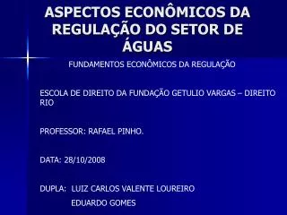 aspectos econ micos da regula o do setor de guas