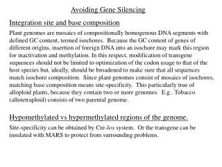 Avoiding Gene Silencing