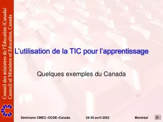 l utilisation de la tic pour l apprentissage
