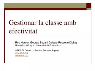 gestionar la classe amb efectivitat