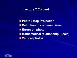 Lecture 7 Content