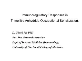 Immunoregulatory Responses in Trimellitic Anhydride Occupational Sensitization.