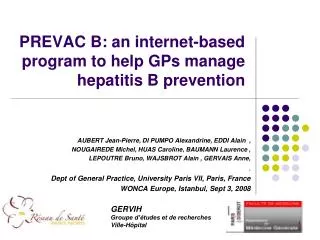 PREVAC B: an internet-based program to help GPs manage hepatitis B prevention
