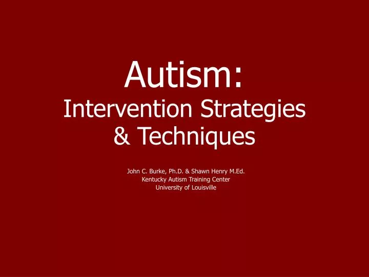 autism intervention strategies techniques