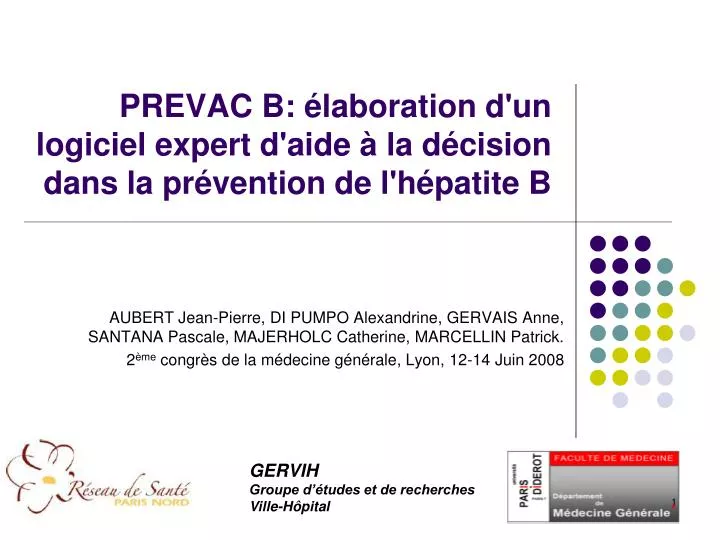 prevac b laboration d un logiciel expert d aide la d cision dans la pr vention de l h patite b