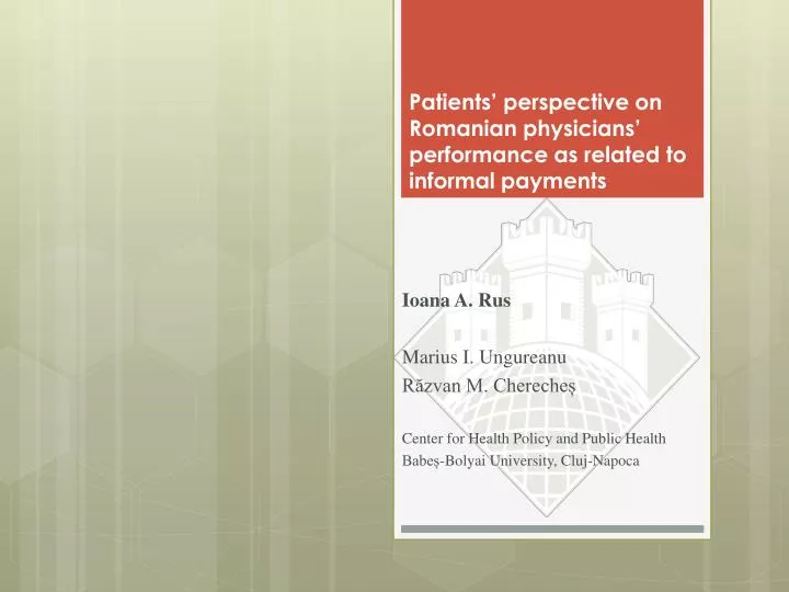 patients perspective on romanian physicians performance as related to informal payments