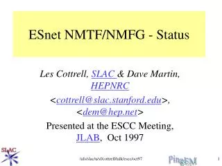 ESnet NMTF/NMFG - Status