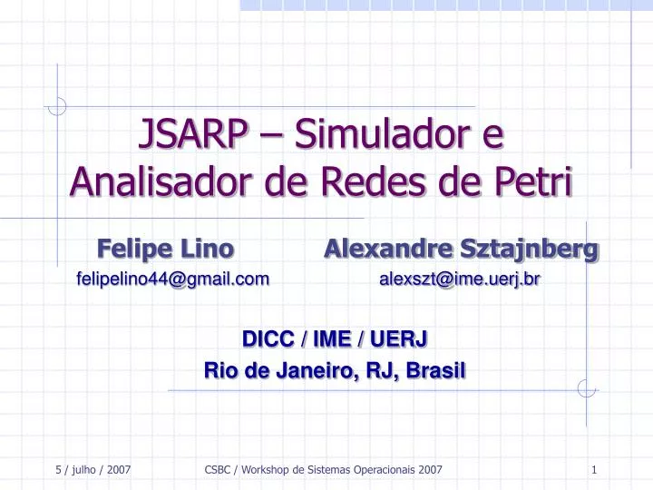 jsarp simulador e analisador de redes de petri