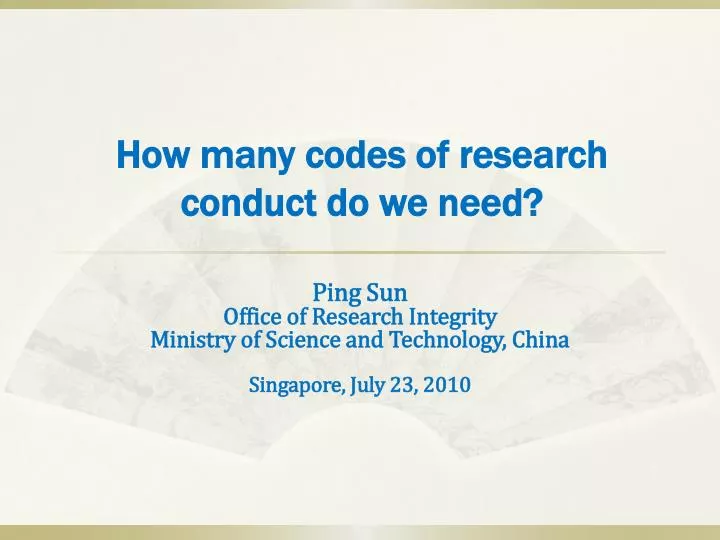 how many codes of research conduct do we need