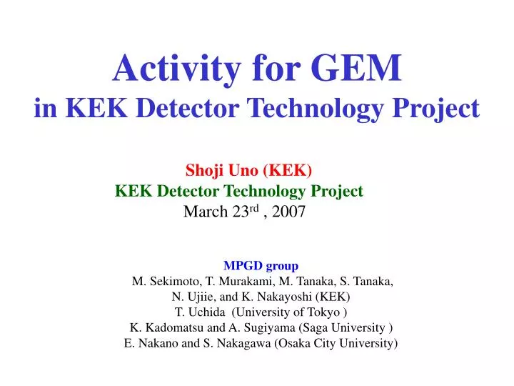 activity for gem in kek detector technology project