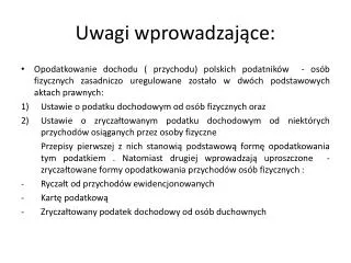 uwagi wprowadzaj ce