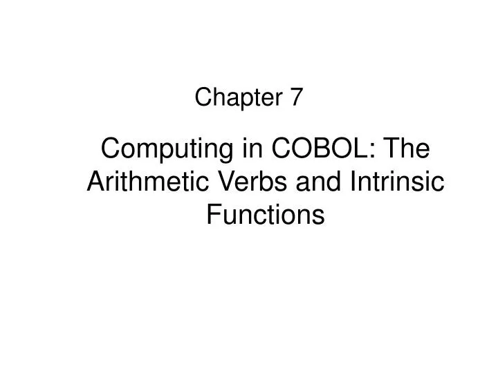computing in cobol the arithmetic verbs and intrinsic functions