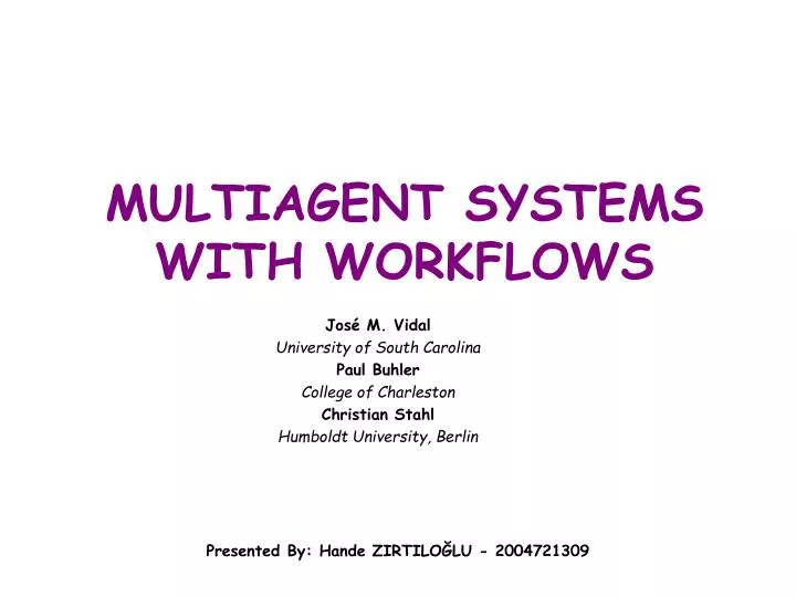 m ultiagent systems with workflows