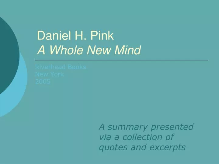 daniel h pink a whole new mind
