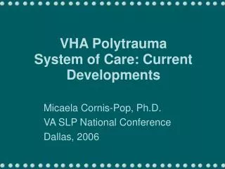 VHA Polytrauma System of Care: Current Developments