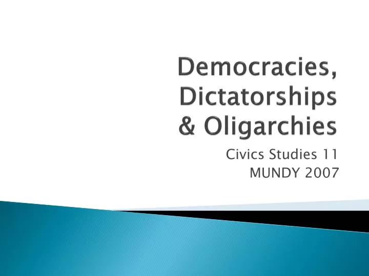 democracies dictatorships oligarchies