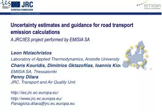 Uncertainty estimates and guidance for road transport emission calculations
