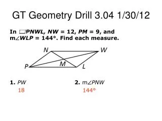 GT Geometry Drill 3.04 1/30/12