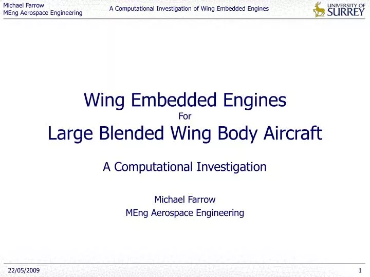 wing embedded engines for large blended wing body aircraft