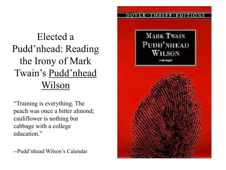 elected a pudd nhead reading the irony of mark twain s pudd nhead wilson