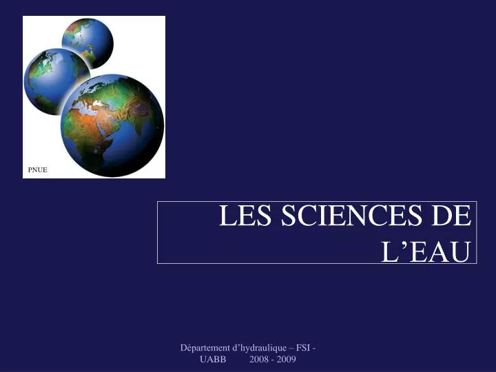 les sciences de l eau