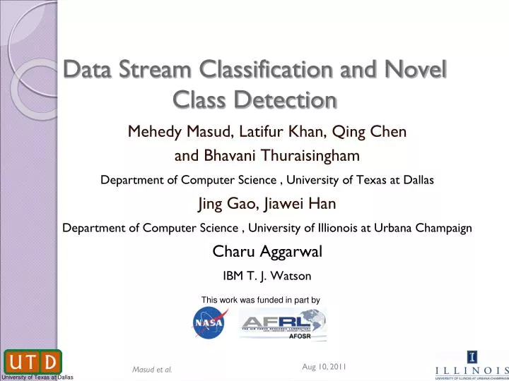 data stream classification and novel class detection