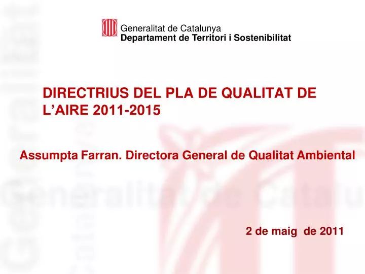 directrius del pla de qualitat de l aire 2011 2015