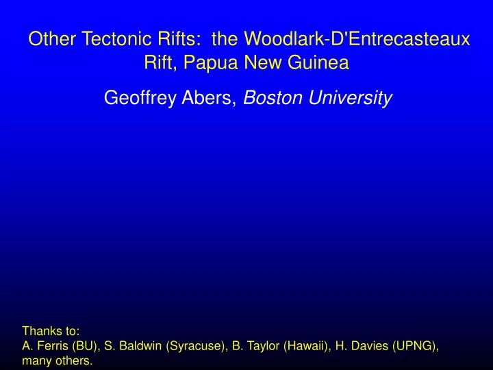 other tectonic rifts the woodlark d entrecasteaux rift papua new guinea