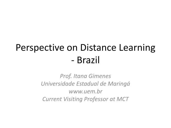 perspective on distance learning brazil