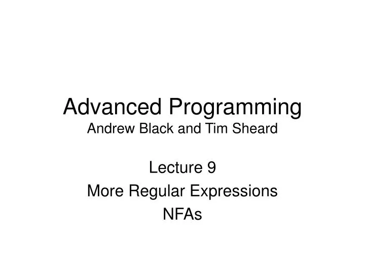 advanced programming andrew black and tim sheard