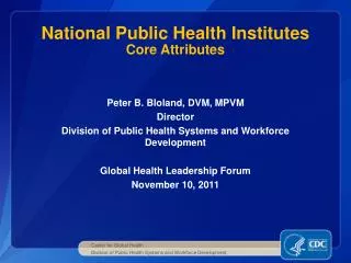 National Public Health Institutes Core Attributes