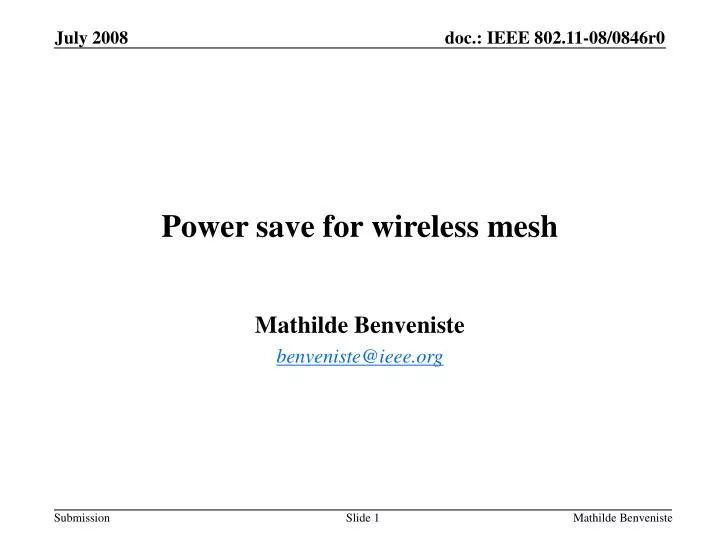 power save for wireless mesh
