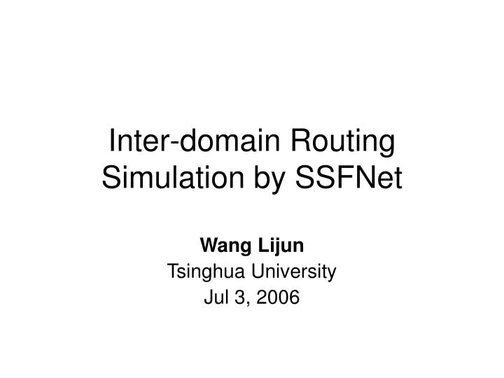 inter domain routing simulation by ssfnet