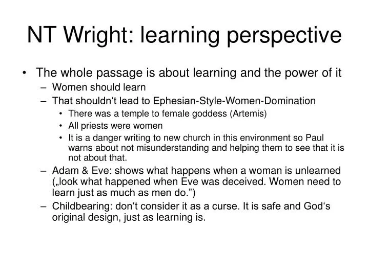nt wright learning perspective