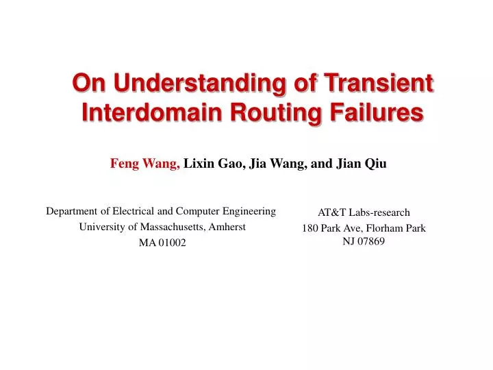 on understanding of transient interdomain routing failures