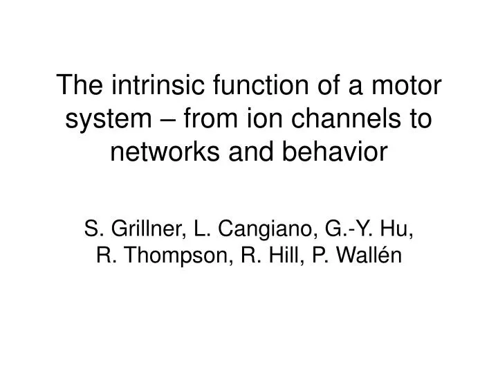 the intrinsic function of a motor system from ion channels to networks and behavior