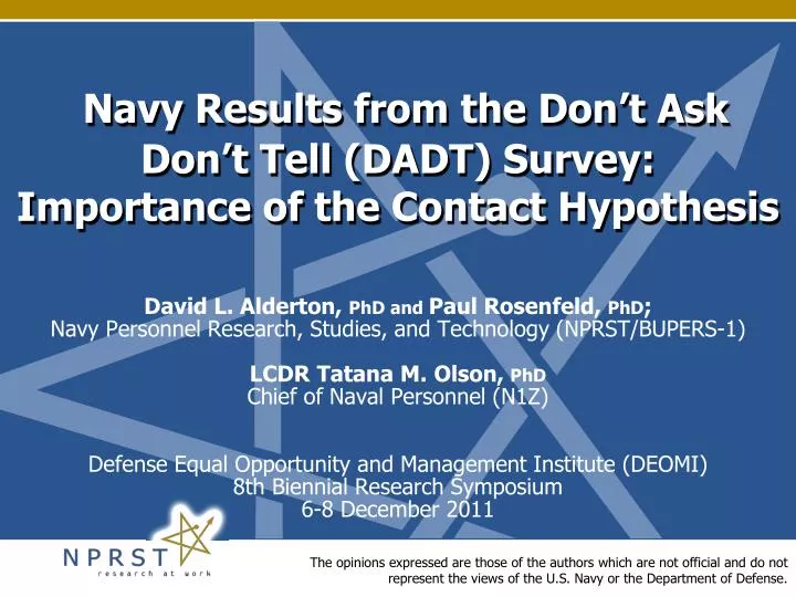 navy results from the don t ask don t tell dadt survey importance of the contact hypothesis