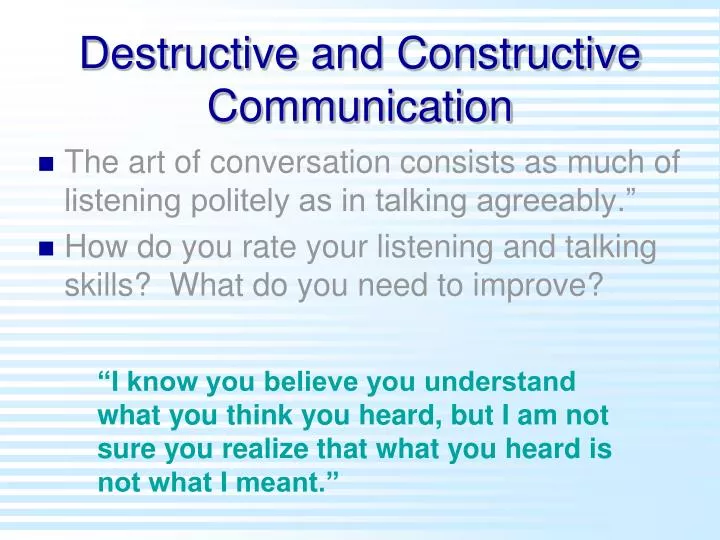 destructive and constructive communication