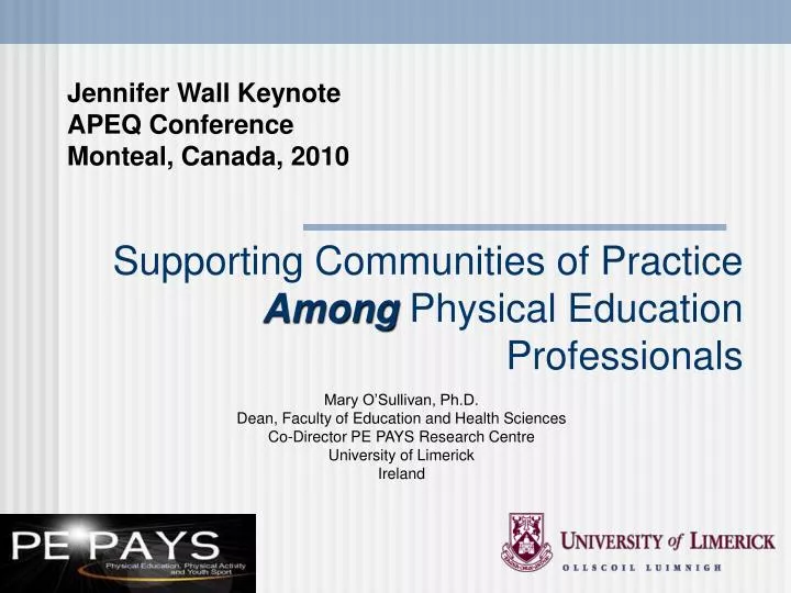 supporting communities of practice among physical education professionals