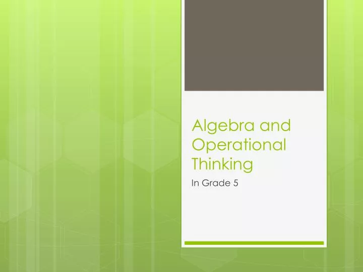algebra and operational thinking