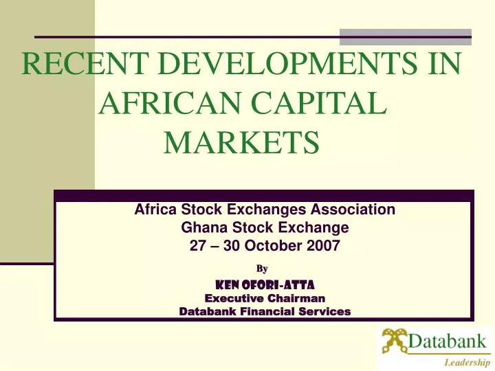 recent developments in african capital markets