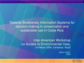 Inter-American Workshop on Access to Environmental Data, 3-6 March 2004, Campinas, Brazil