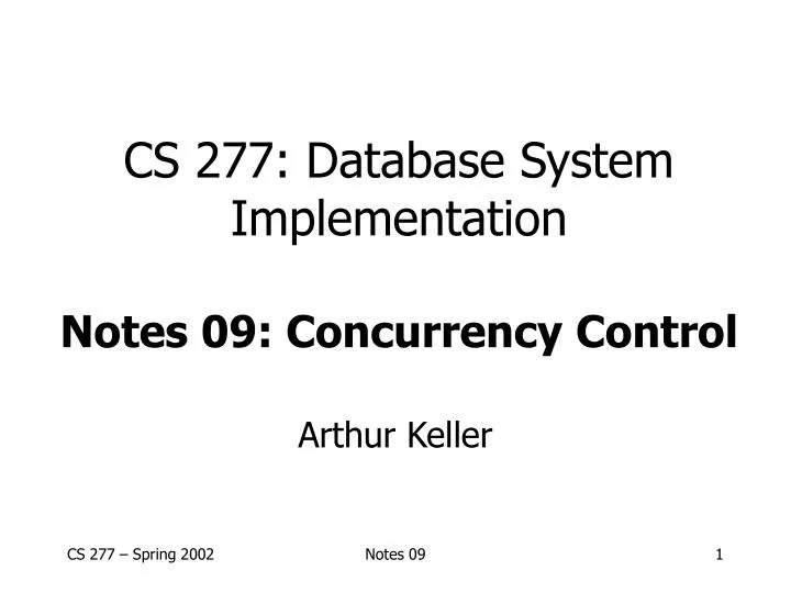 cs 277 database system implementation notes 09 concurrency control