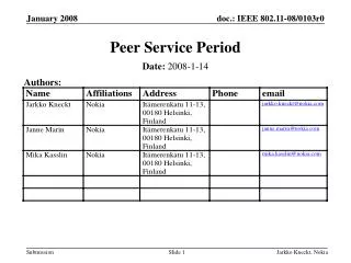 Peer Service Period