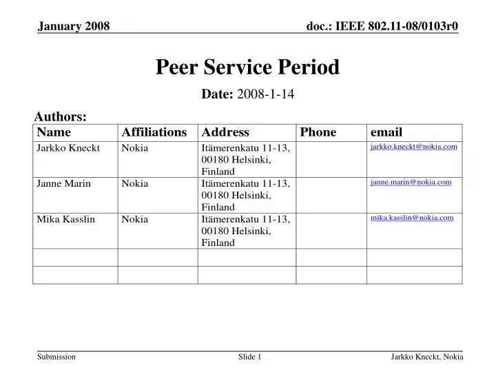 peer service period