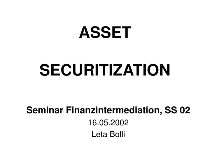 asset securitization